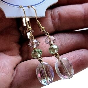 Elegant Gold and Green Crystal Earrings